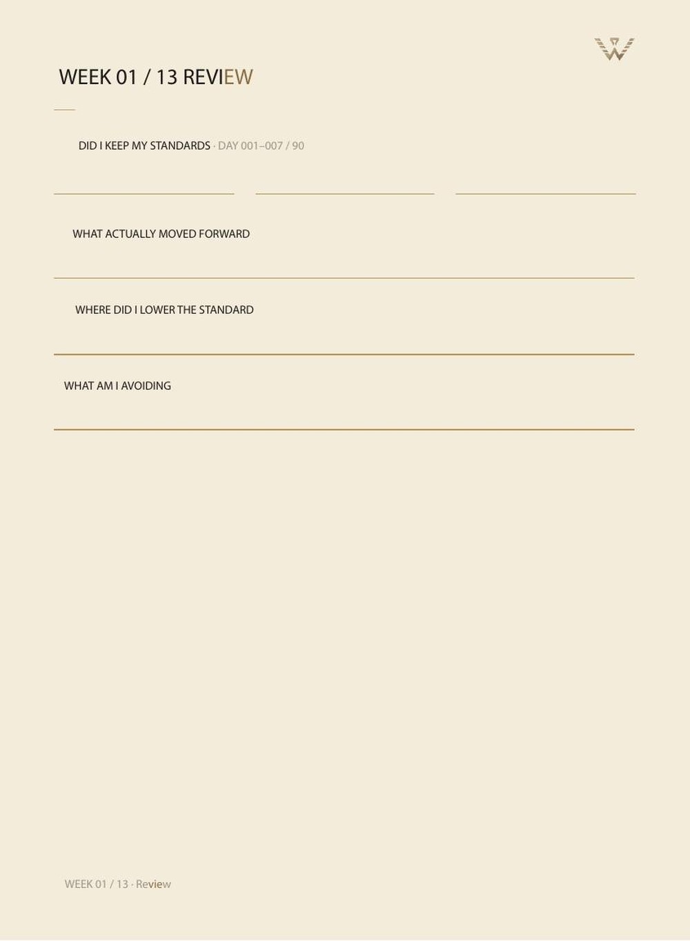 Weekly review page
